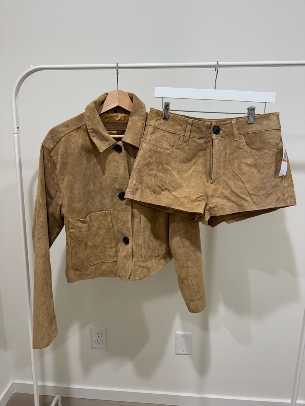 BLANKNYC Women's Suede Jacket and Short Set in Cinnamon Crunch